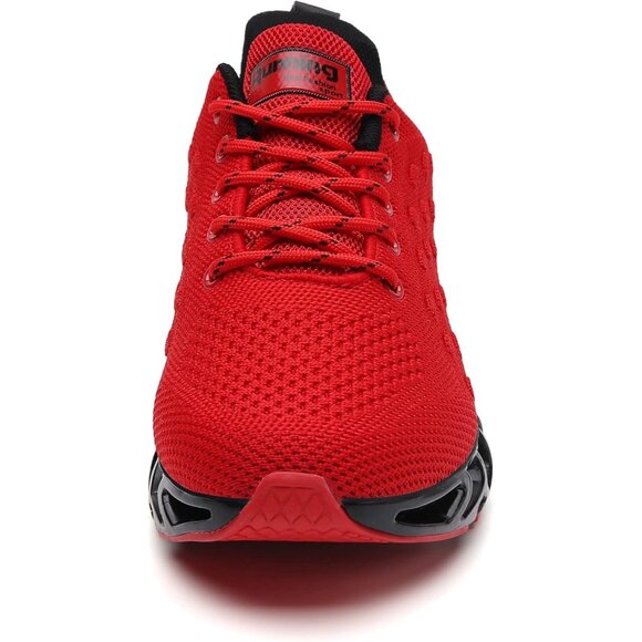 Women's Red Walking Running Tennis Non Slip Athletic Sneakers Shoes - Picture 4 of 5